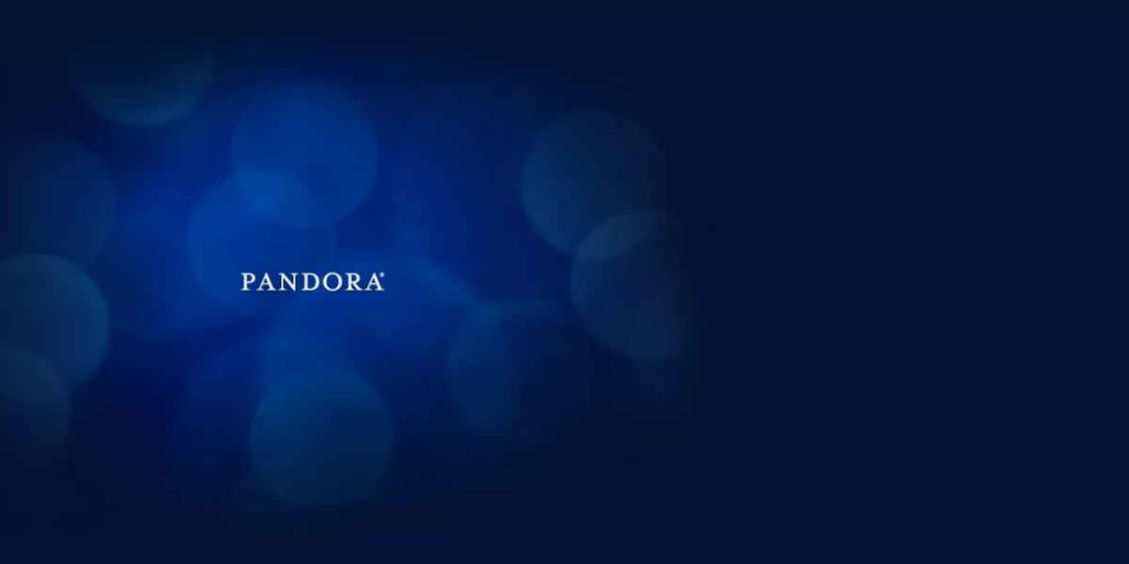Pandora Text Overlay on Blue Gradient Background