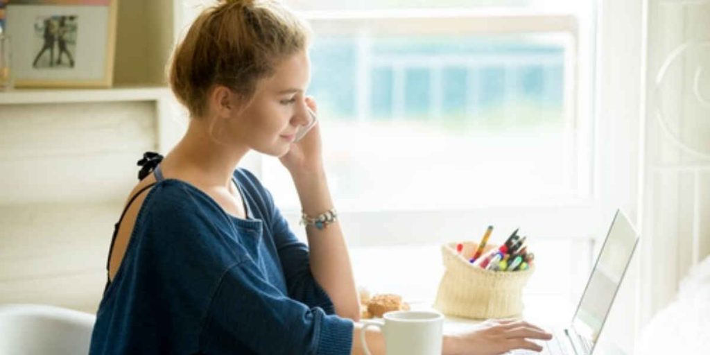 woman working from home